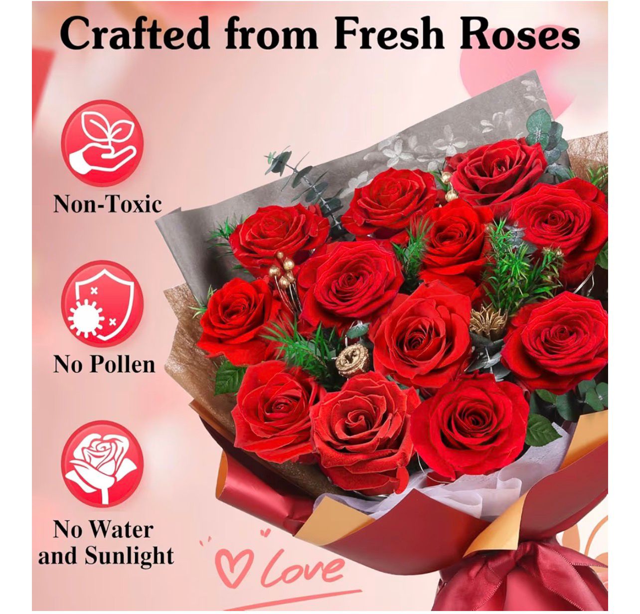 Eternal Preserved Rose Bouquet – Luxury Real Roses That Last for Years | Perfect Romantic Gift